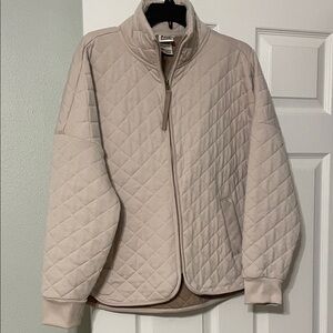 Avalanche Womens Cotton/Poly Quilted Tan Jacket w/2 side pockets and cuffs